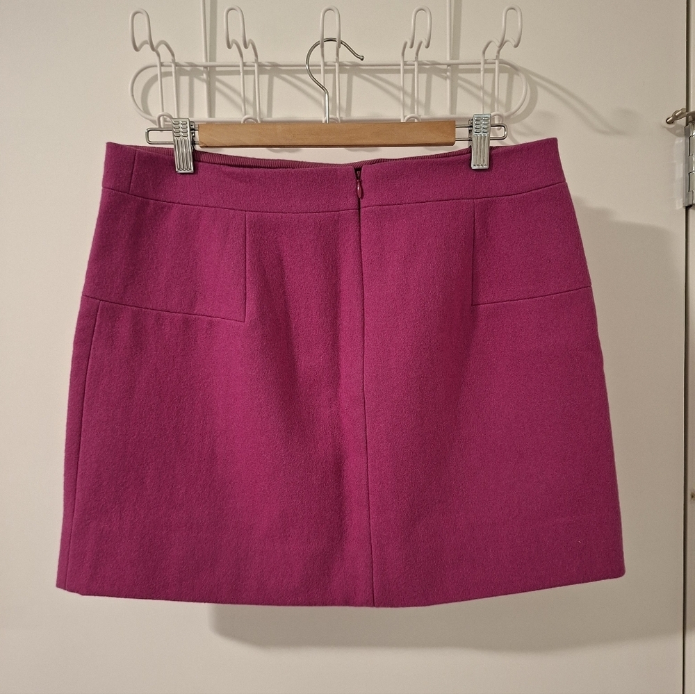 J. Crew Women's Vibrant Pink Wool Mini Skirt (Size US 12) - Picture 2 of 5